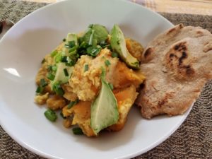 Lentil Curry with sweet potatoes and cashews.